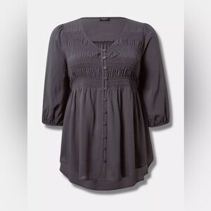 Torrid Challis Smocked 3/4 Sleeve Top